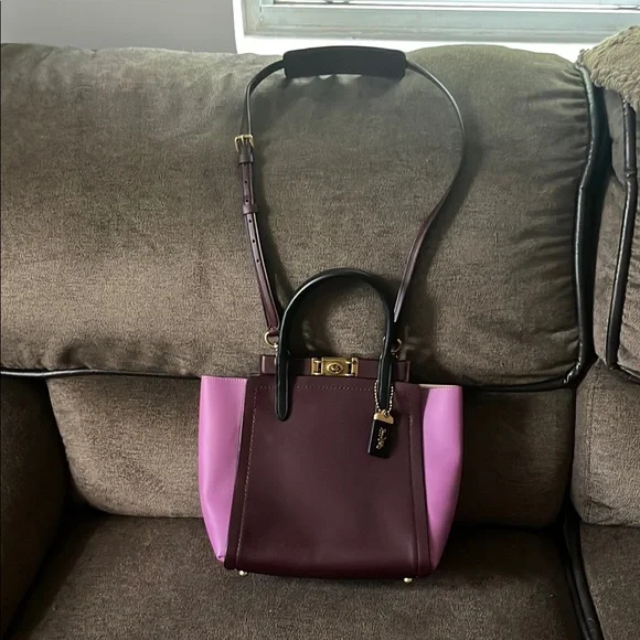 Coach Pink and Brown Satchel with Gold Accents - Picture 12 of 16